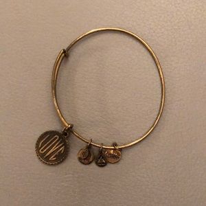 Alex and Ani gold tone LOVE bracelet with charms